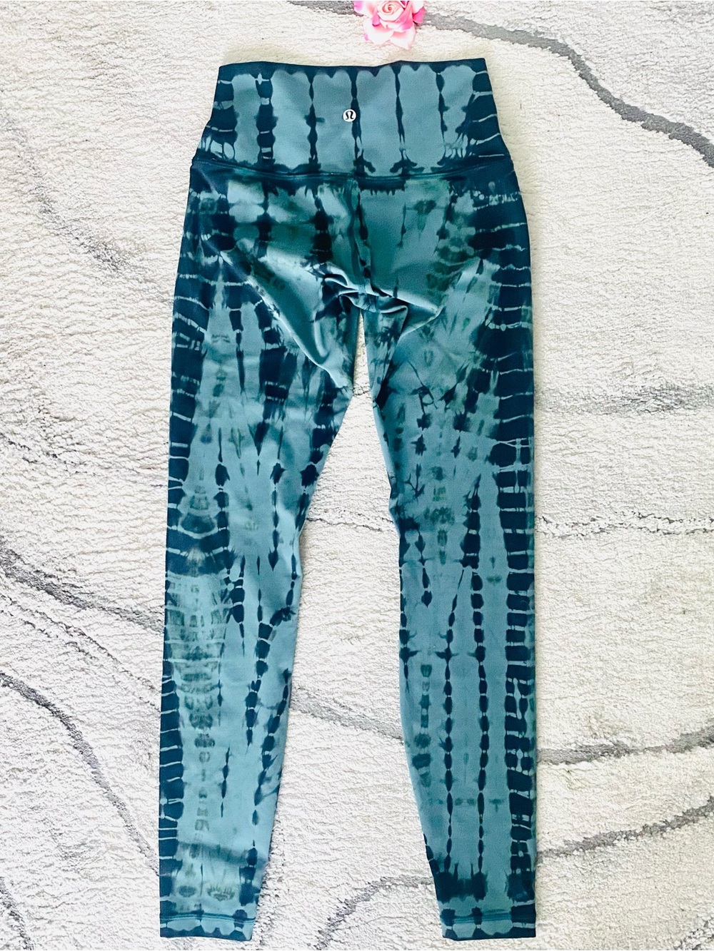 💕Lululemon High-Waist Green Tye-Dye Sports Leggings SZ 4 (M)